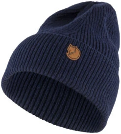Fjallraven Directional Rib Beanie -Skimateriaal Promotie Winkel fjallraven directional rib beanie dark navy 4