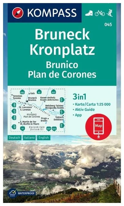 Kompass Wandelkaart 045 Bruneck, Kronplatz, Brunico, Plan de Corones Kompass Wandelkaart 045 Bruneck, Kronplatz, Brunico, Plan De Corones -Skimateriaal Promotie Winkel kompass wandelkaart 045 bruneck kronplatz brunico plan de corones 0