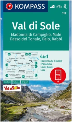 Kompass Wandelkaart 119 Val Di Sole, Madonna Di Campiglio, Malè, Passo Del Tonale, Peio, Rabbi