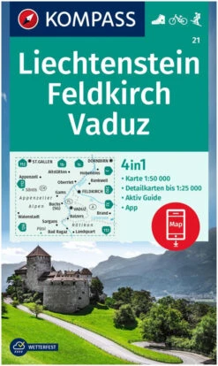 Kompass Wandelkaart 21 Liechtenstein, Feldkirch, Vaduz